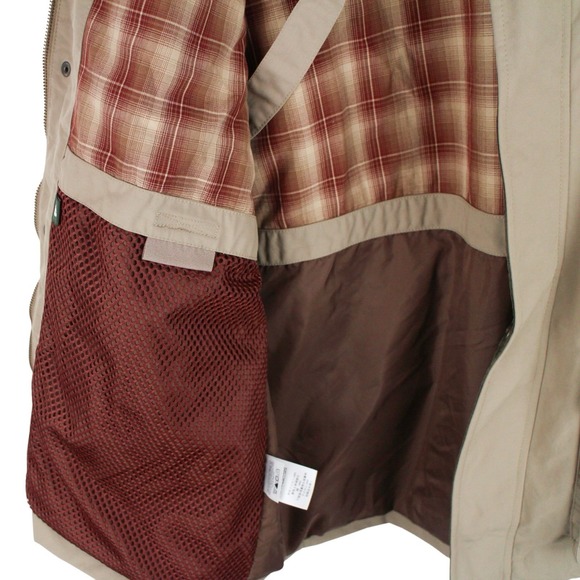 Eddie Bauer Chore Barn Coat Corduroy Collar Tan Nylon Plaid Lined Mens Medium - Picture 6 of 6